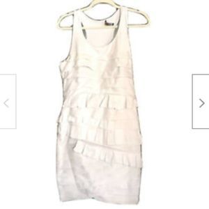 MAXAZRIA Women White Dresses Ruffle Layered Size M